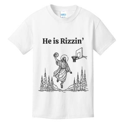 He Is Rizzin Basketball Jesus Funny Easter Christian Kids T-Shirt