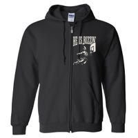 He Is Rizzin Jesus Playing Basketball Full Zip Hoodie