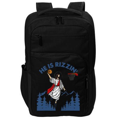 He Is Rizzin Jesus Basketball Easter Religious Impact Tech Backpack