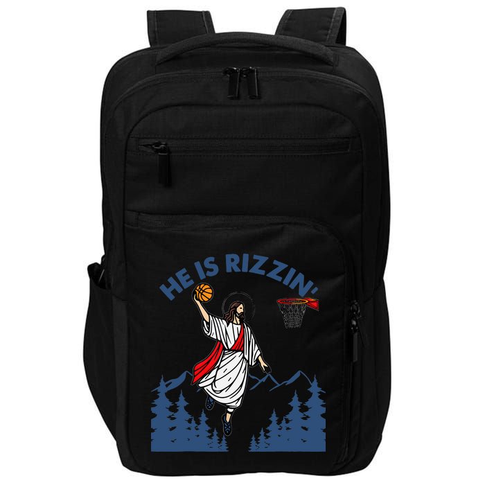 He Is Rizzin Jesus Basketball Easter Religious Impact Tech Backpack