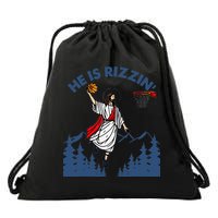 He Is Rizzin Jesus Basketball Easter Religious Drawstring Bag