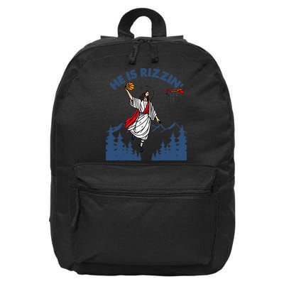 He Is Rizzin Jesus Basketball Easter Religious 16 in Basic Backpack
