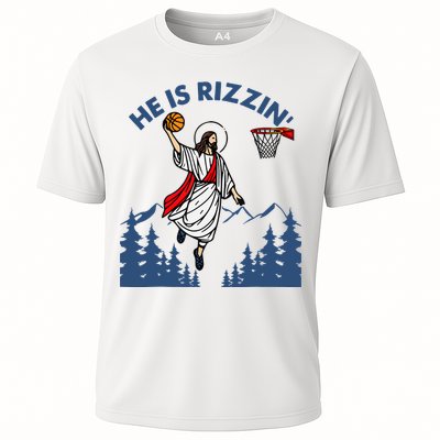 He Is Rizzin Jesus Basketball Easter Religious Cooling Performance Crew T-Shirt