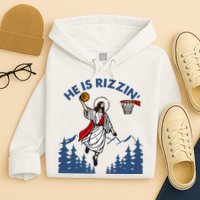 He Is Rizzin Jesus Basketball Easter Religious Hoodie