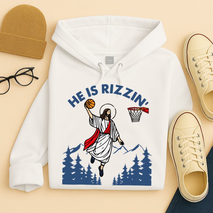 He Is Rizzin Jesus Basketball Easter Religious Hoodie