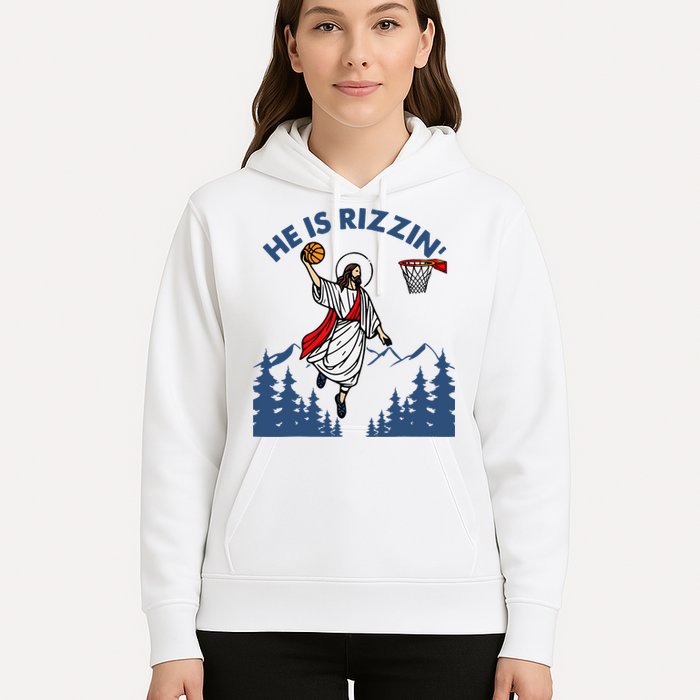 He Is Rizzin Jesus Basketball Easter Religious Hoodie