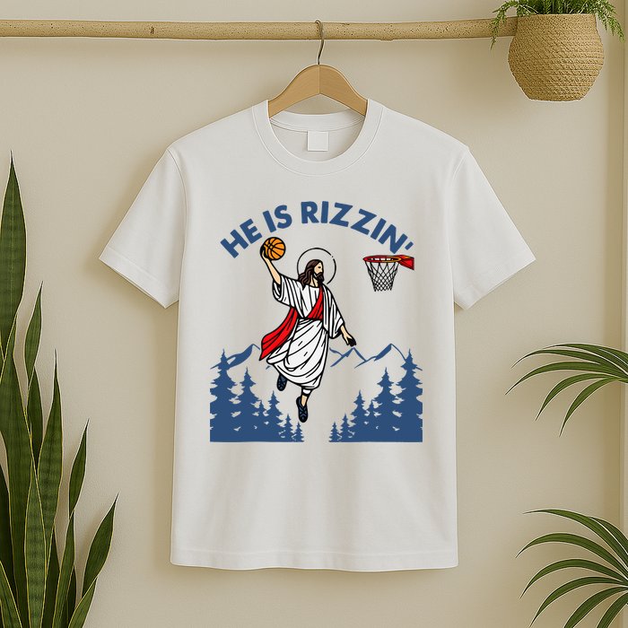 He Is Rizzin Jesus Basketball Easter Religious T-Shirt