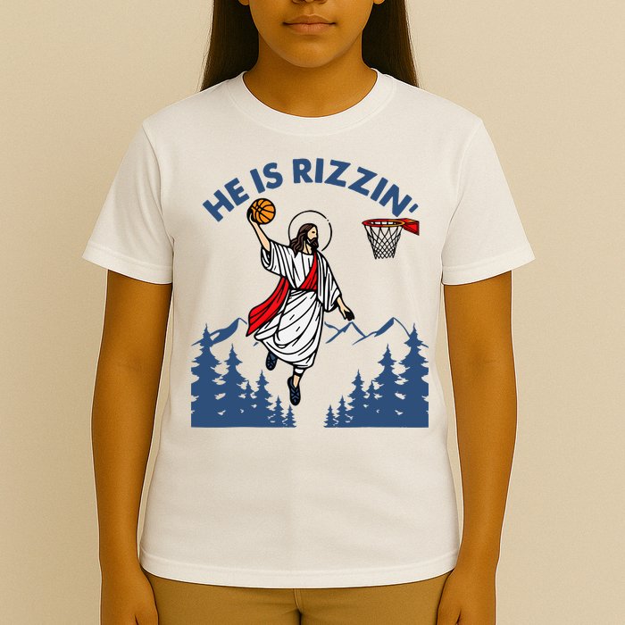 He Is Rizzin Jesus Basketball Easter Religious T-Shirt