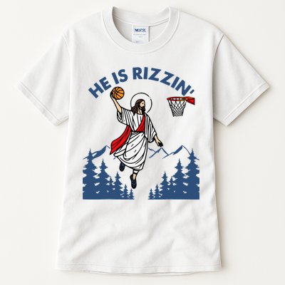 He Is Rizzin Jesus Basketball Easter Religious Tall T-Shirt