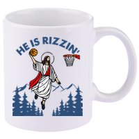 He Is Rizzin Jesus Basketball Easter Religious 11oz C Handle Ceramic Mug