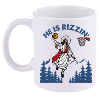 He Is Rizzin Jesus Basketball Easter Religious 11oz C Handle Ceramic Mug