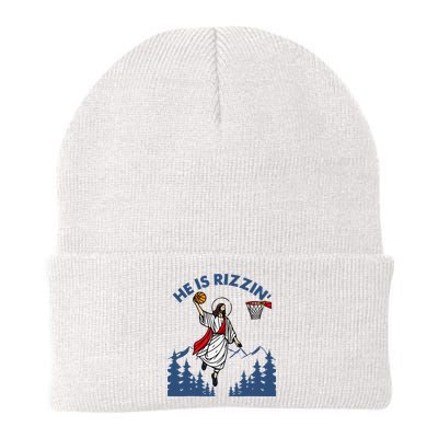 He Is Rizzin Jesus Basketball Easter Religious Beanie