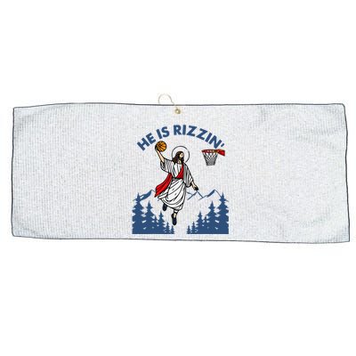 He Is Rizzin Jesus Basketball Easter Religious Large Microfiber Waffle Golf Towel