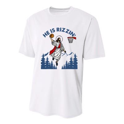 He Is Rizzin Jesus Basketball Easter Religious Youth Performance Sprint T-Shirt