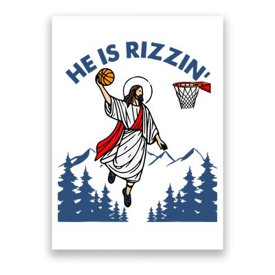 He Is Rizzin Jesus Basketball Easter Religious Poster