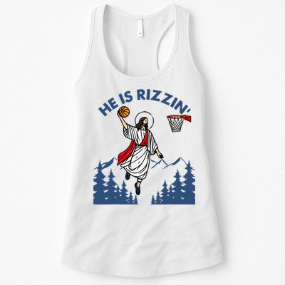 He Is Rizzin Jesus Basketball Easter Religious Womens Tank Top