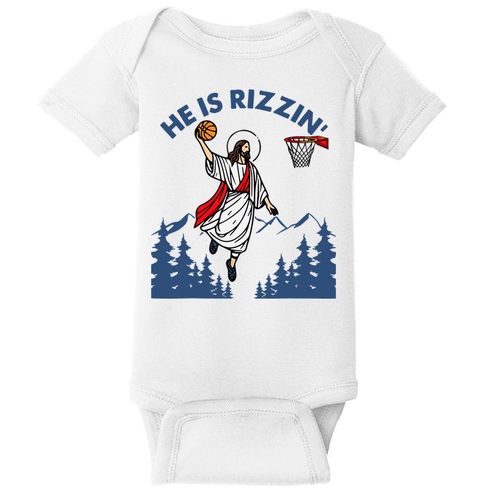 He Is Rizzin Jesus Basketball Easter Religious Baby Bodysuit