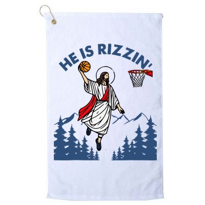 He Is Rizzin Jesus Basketball Easter Religious Golf Towel