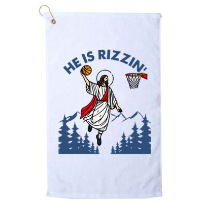 He Is Rizzin Jesus Basketball Easter Religious Platinum Collection Golf Towel