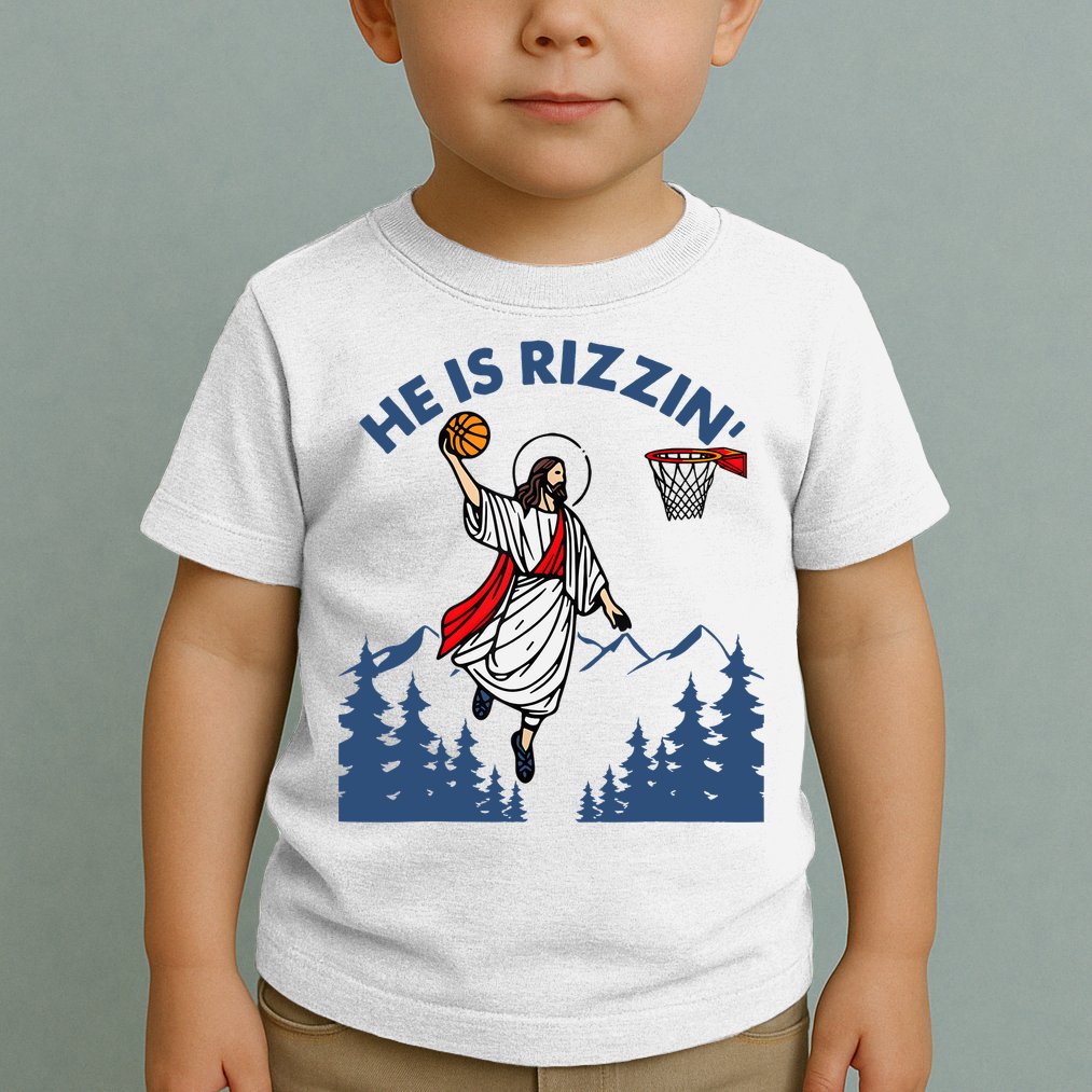 He Is Rizzin Jesus Basketball Easter Religious Toddler T-Shirt