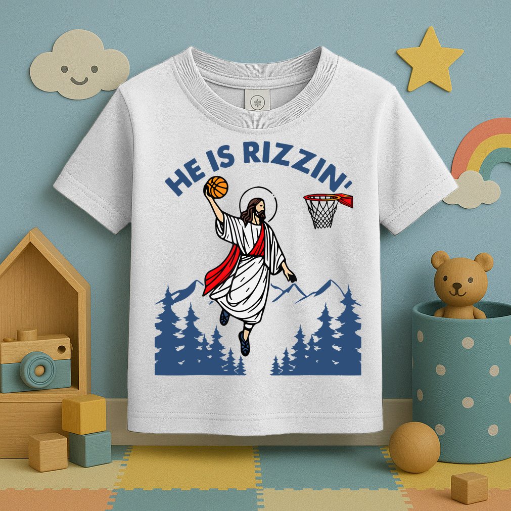 He Is Rizzin Jesus Basketball Easter Religious Toddler T-Shirt