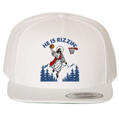 He Is Rizzin Jesus Basketball Easter Religious Wool Snapback Cap