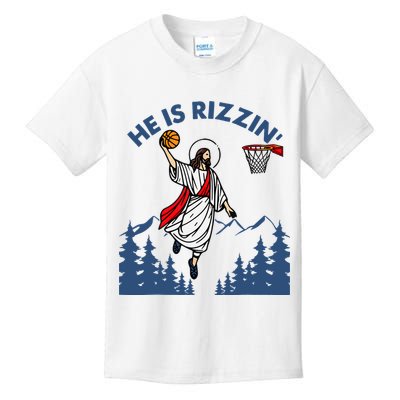 He Is Rizzin Jesus Basketball Easter Religious Kids T-Shirt