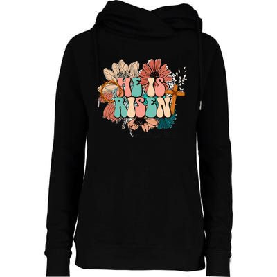 He is Risen Jesus Christian Happy Easter Floral Wreath Womens Funnel Neck Pullover Hood