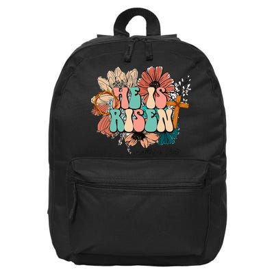 He is Risen Jesus Christian Happy Easter Floral Wreath 16 in Basic Backpack