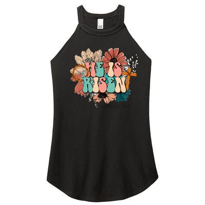 He is Risen Jesus Christian Happy Easter Floral Wreath Women’s Perfect Tri Rocker Tank