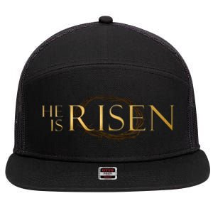 He Is Risen Jesus Christ Easter 7 Panel Mesh Trucker Snapback Hat