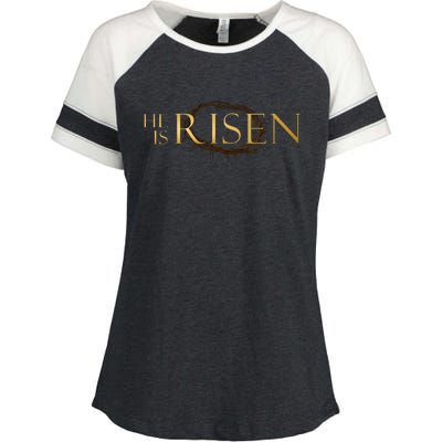 He Is Risen Jesus Christ Easter Enza Ladies Jersey Colorblock Tee