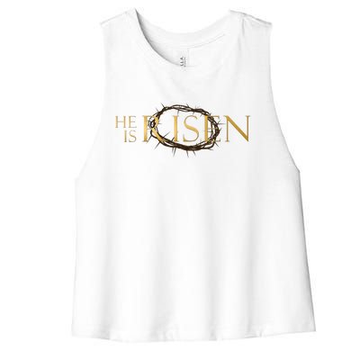 He Is Risen Jesus Christ Easter Women's Racerback Cropped Tank