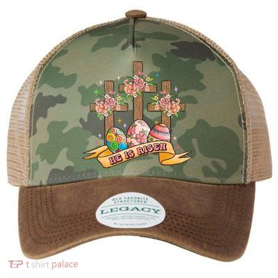 He Is Risen Easter Day Gift Easter Egg Floral Legacy Tie Dye Trucker Hat