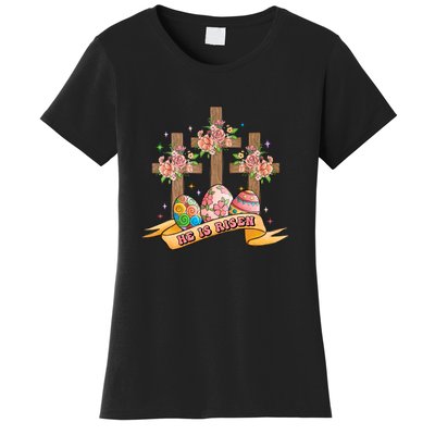 He Is Risen Easter Day Gift Easter Egg Floral Women's T-Shirt