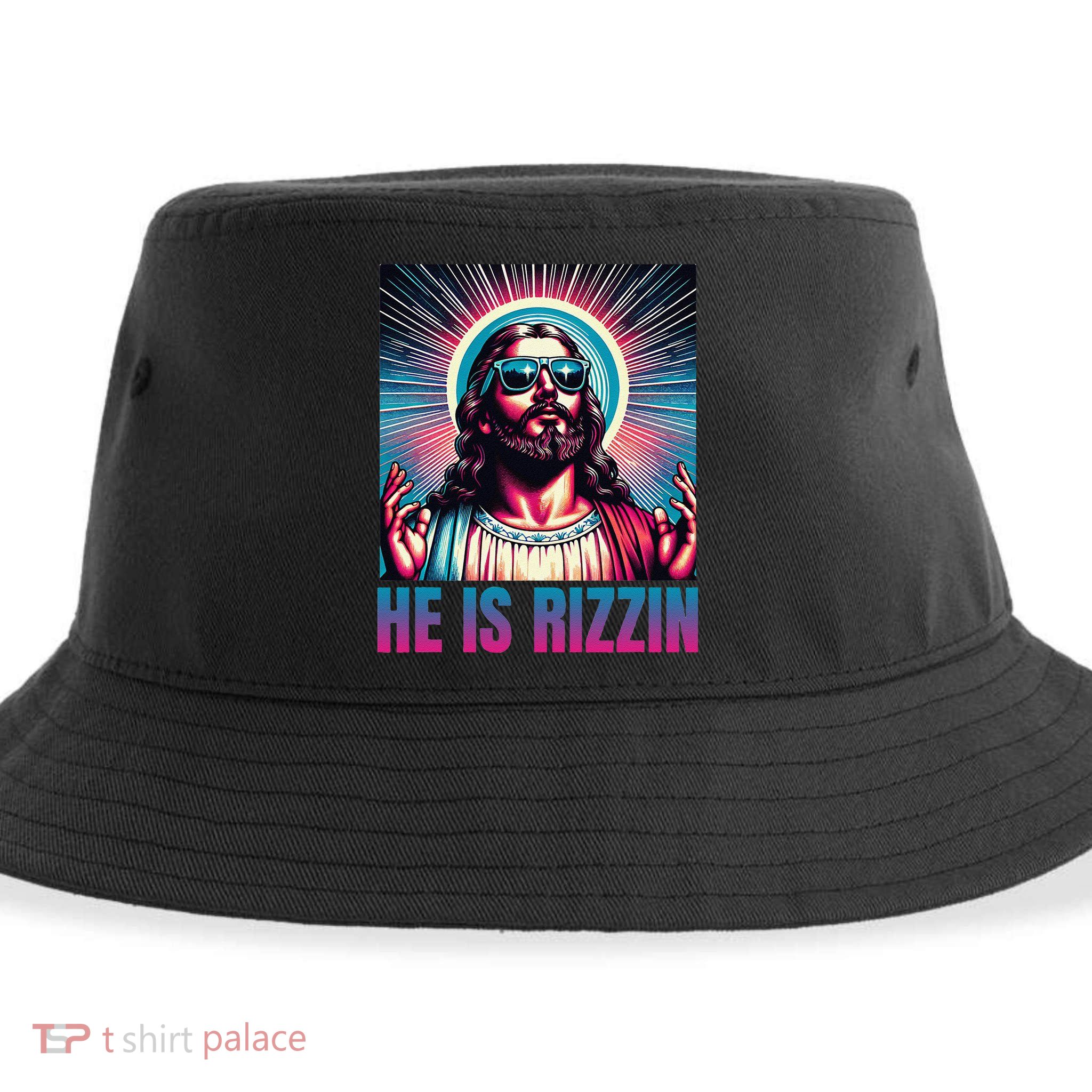 He Is Rizzin Jesus Is Rizzen Sustainable Bucket Hat