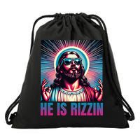 He Is Rizzin Jesus Is Rizzen Drawstring Bag