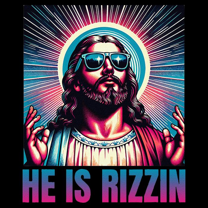 He Is Rizzin Jesus Is Rizzen Drawstring Bag