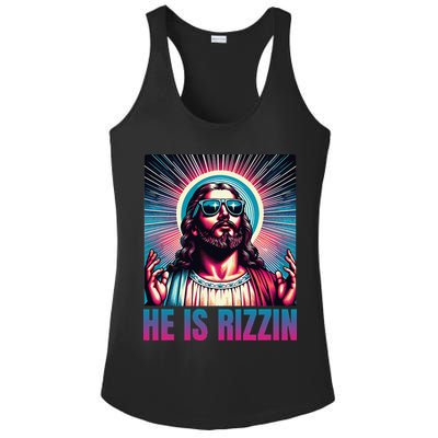 He Is Rizzin Jesus Is Rizzen Ladies PosiCharge Competitor Racerback Tank