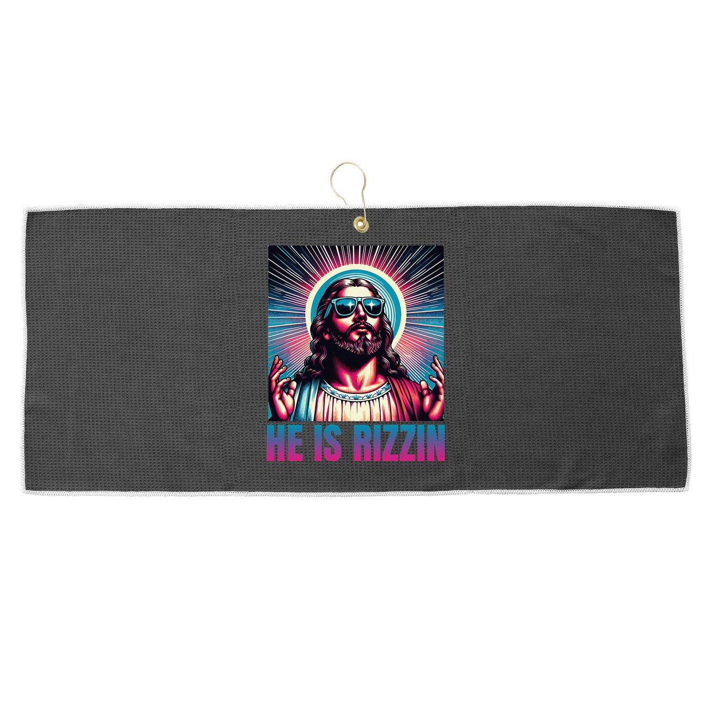 He Is Rizzin Jesus Is Rizzen Large Microfiber Waffle Golf Towel
