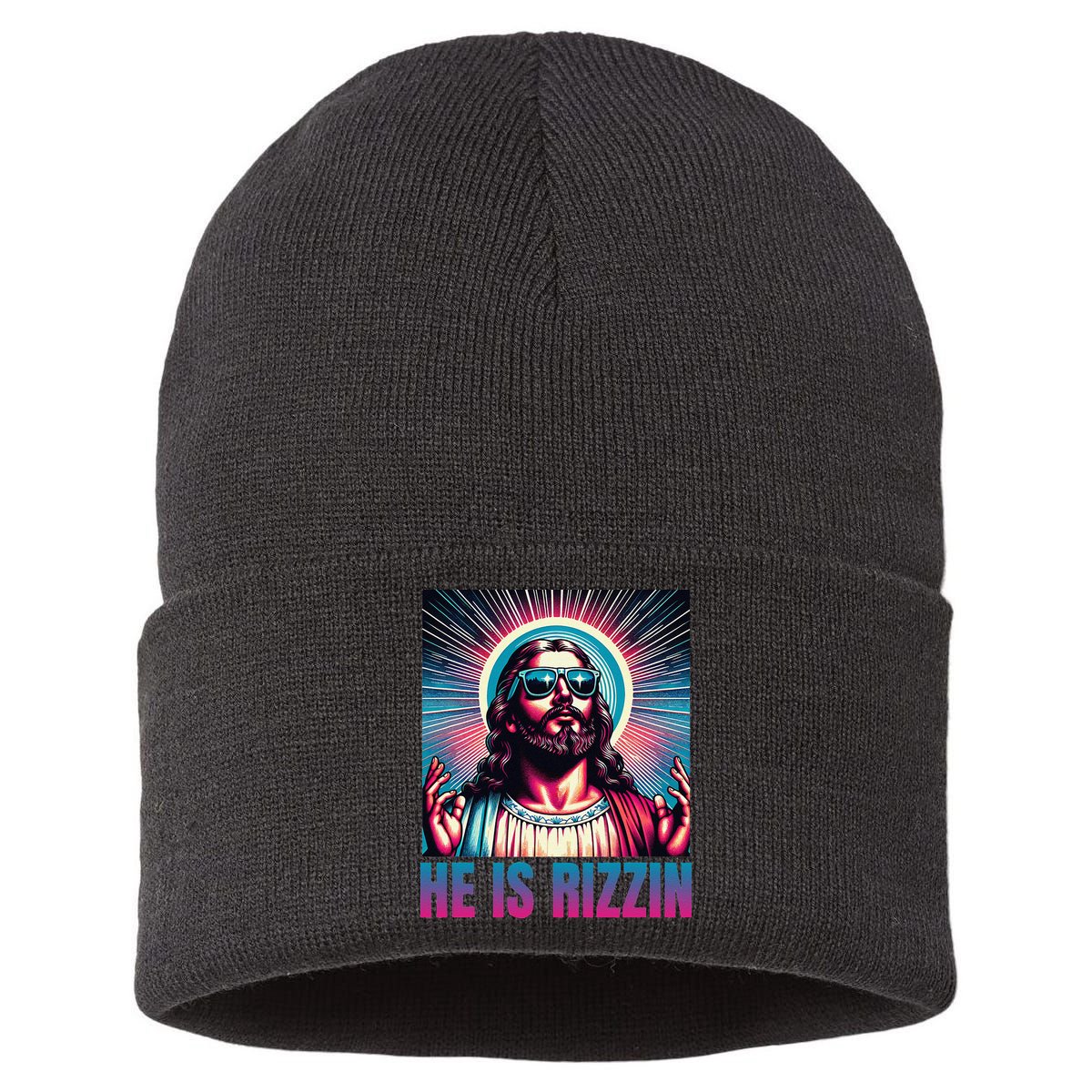 He Is Rizzin Jesus Is Rizzen Sustainable Knit Beanie