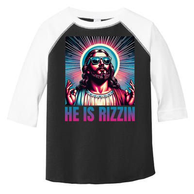 He Is Rizzin Jesus Is Rizzen Toddler Fine Jersey T-Shirt