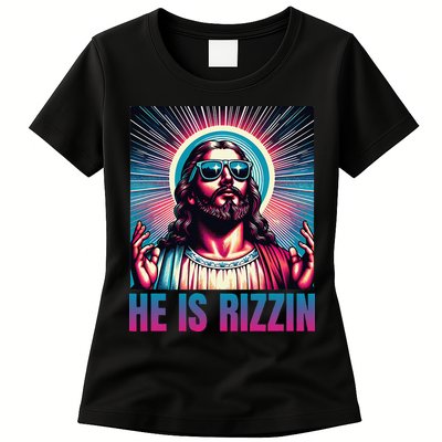 He Is Rizzin Jesus Is Rizzen Womens T-Shirt