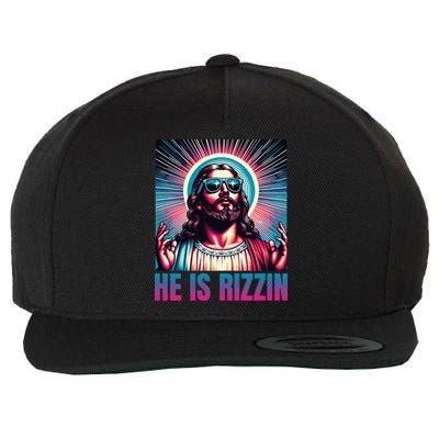 He Is Rizzin Jesus Is Rizzen Wool Snapback Cap