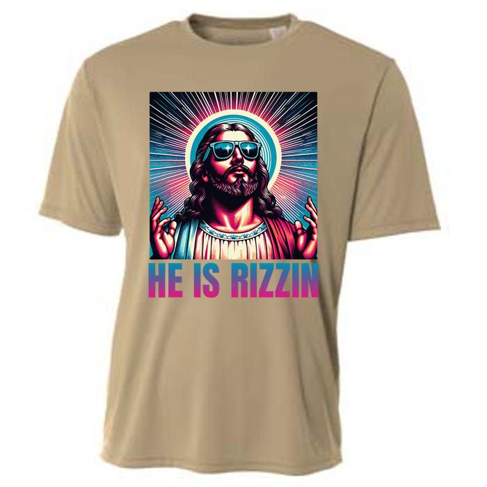 He Is Rizzin Jesus Is Rizzen Cooling Performance Crew T-Shirt