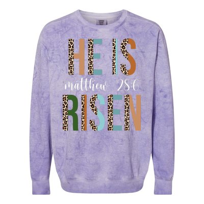 He Is Risen Matthew Bible Verse Colorblast Crewneck Sweatshirt