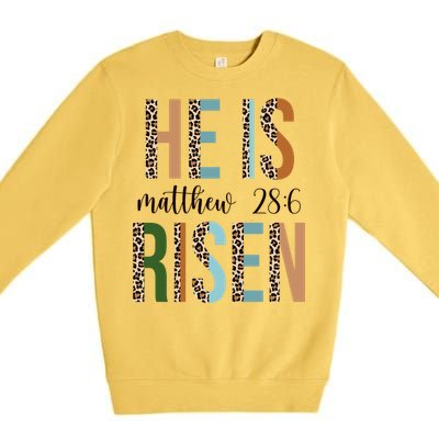 He Is Risen Matthew Bible Verse Premium Crewneck Sweatshirt