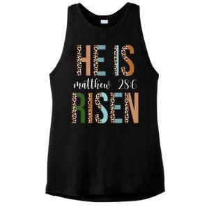 He Is Risen Matthew Bible Verse Ladies PosiCharge Tri-Blend Wicking Tank