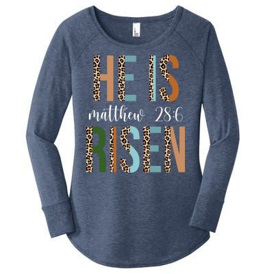 He Is Risen Matthew Bible Verse Women's Perfect Tri Tunic Long Sleeve Shirt