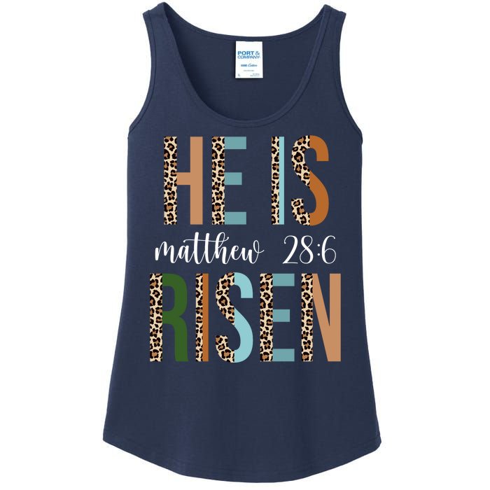 He Is Risen Matthew Bible Verse Ladies Essential Tank